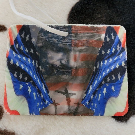 USA Cross Flag Unscented Car Air Freshener