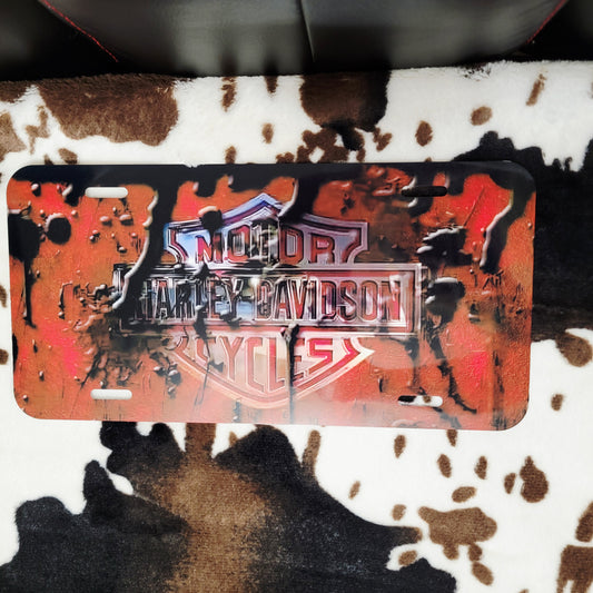 Harley Red Custom Handmade Car Tag License Plate