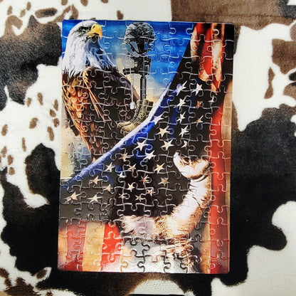 American Flag Eagle 120 Piece Handmade Jigsaw Puzzle