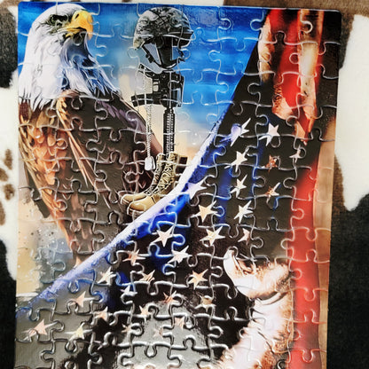 American Flag Eagle 120 Piece Handmade Jigsaw Puzzle