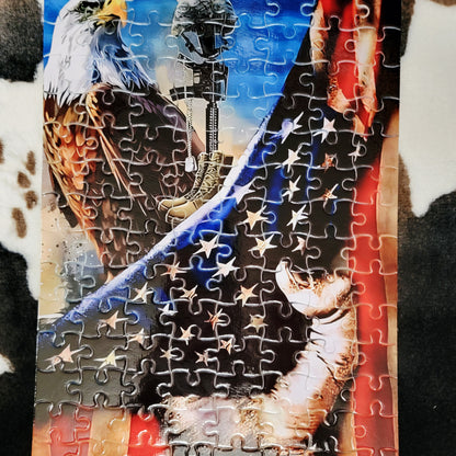 American Flag Eagle 120 Piece Handmade Jigsaw Puzzle