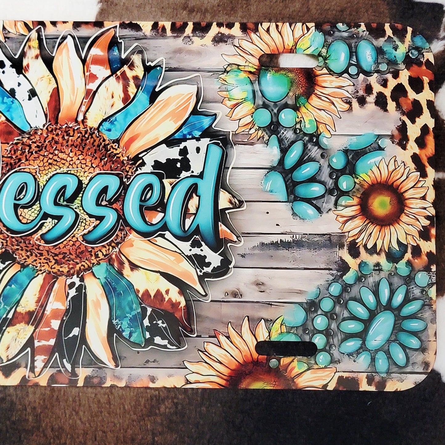 Sunflower Blessed Custom Handmade Car Tag License Plate