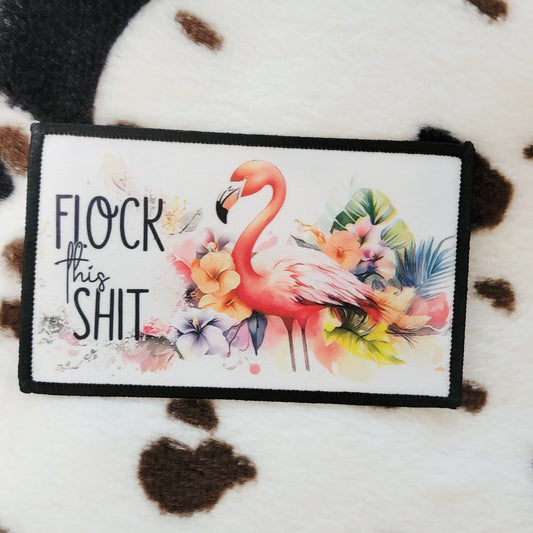 Flamingo Floral Rectangle Hat Patch