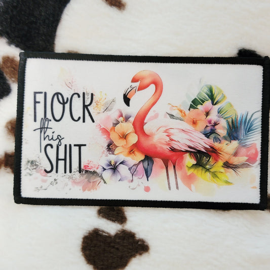 Flamingo Floral Rectangle Hat Patch