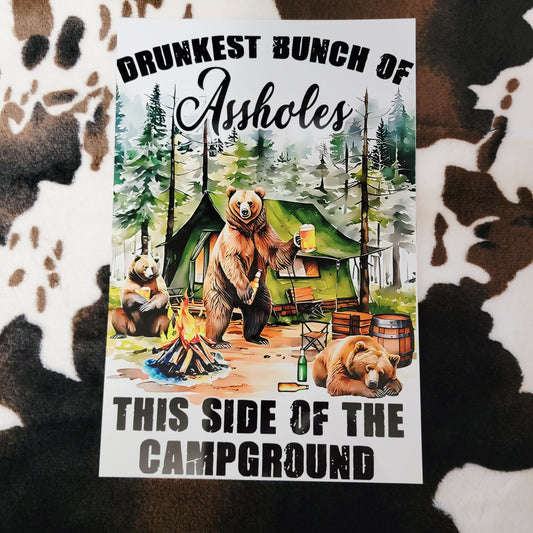 Drunkest Bunch Campground Bear Metal Sign