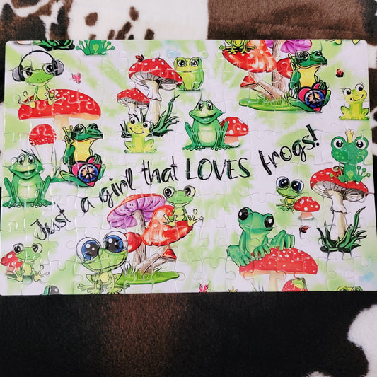 Just A Girl Who Loves Frogs 120 PC Handmade Jigsaw Puzzle