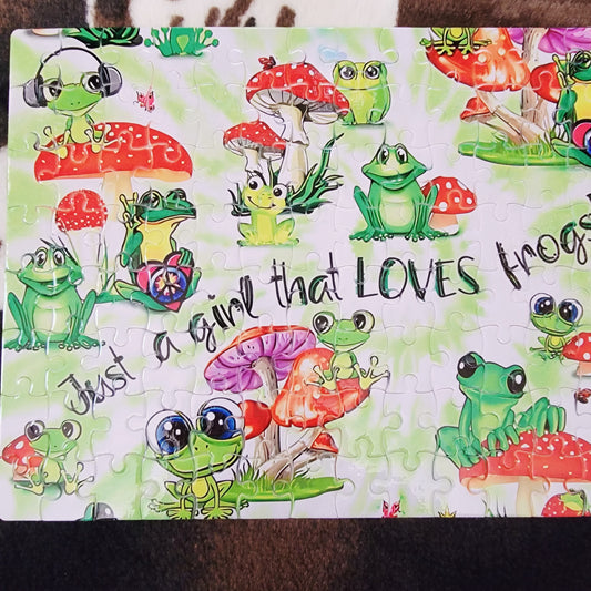 Just A Girl Who Loves Frogs 120 PC Handmade Jigsaw Puzzle