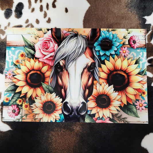 Horse Sunflower Western Floral Metal Sign