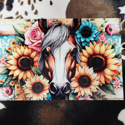 Horse Sunflower Western Floral Metal Sign