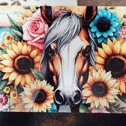 Horse Sunflower Western Floral Metal Sign