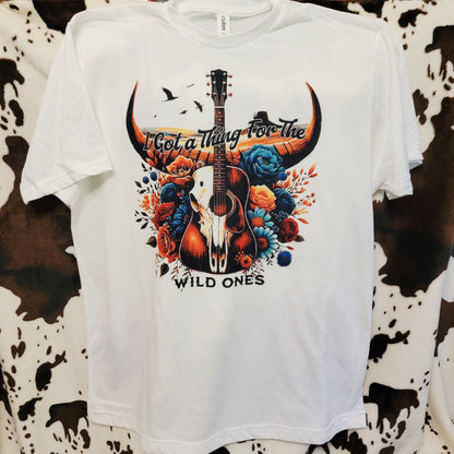 Wild Ones Bull Skull Western Tee Shirt