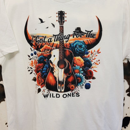 Wild Ones Bull Skull Western Tee Shirt