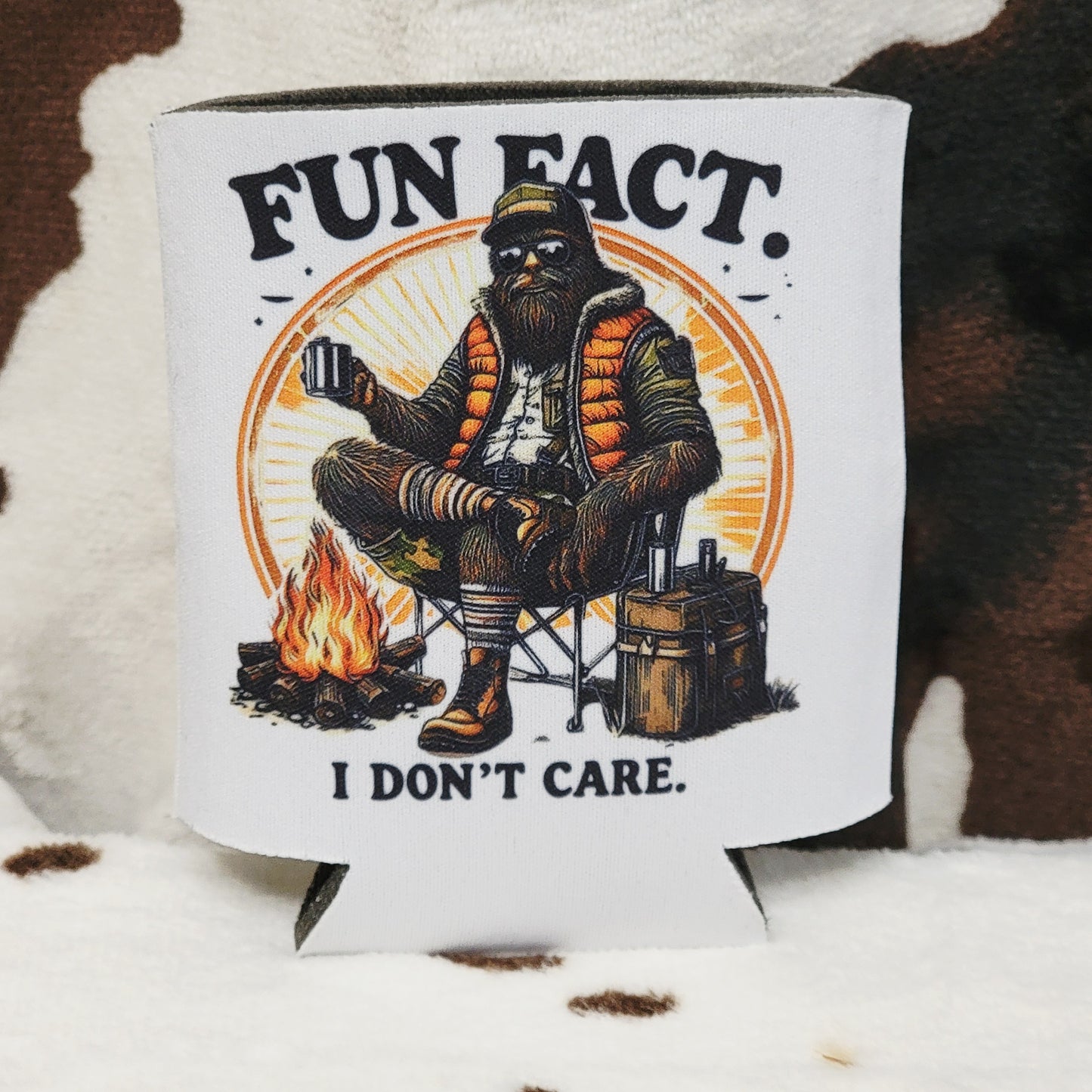 Bigfoot I Dont Care Can Cooler Drink Holder Koozie