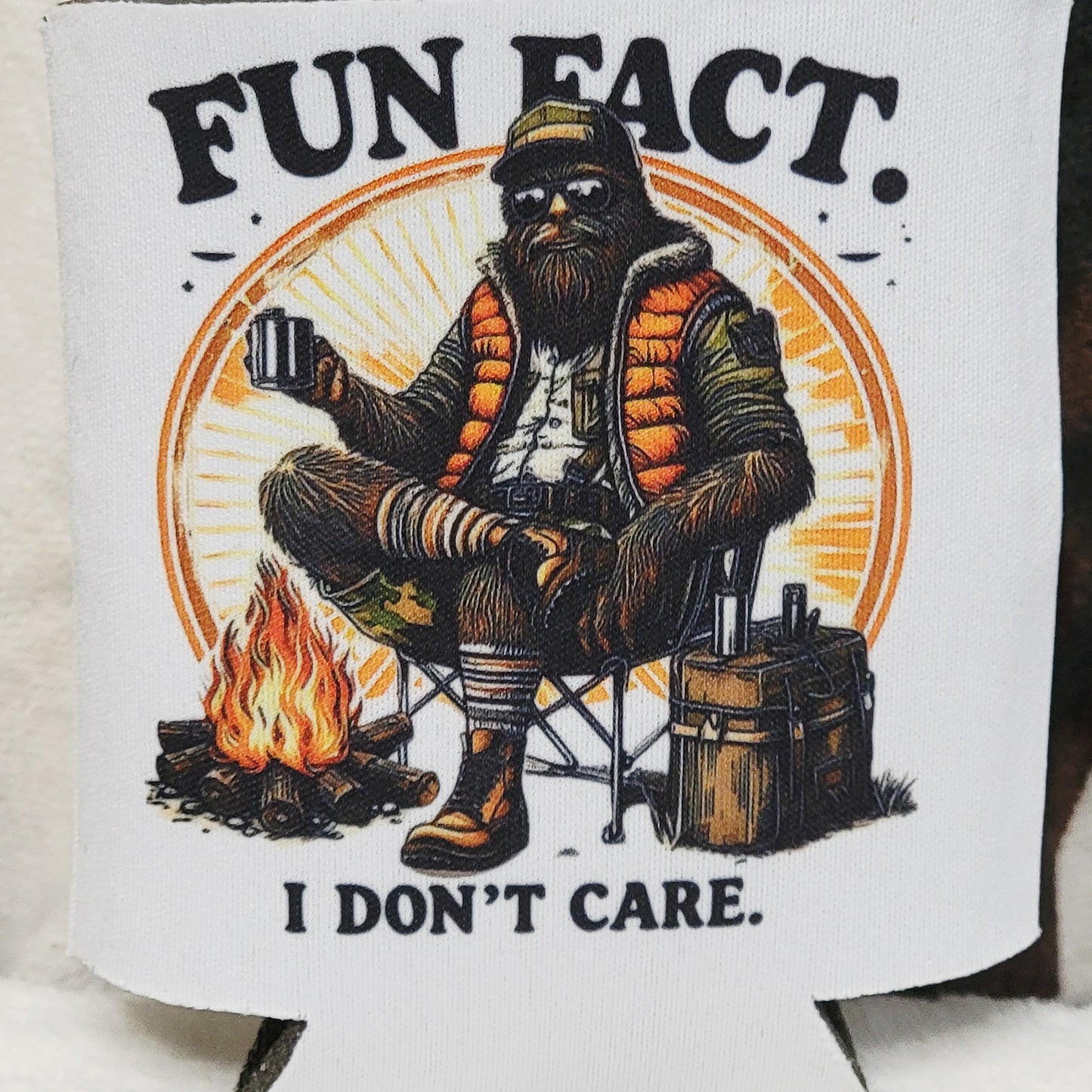 Bigfoot I Dont Care Can Cooler Drink Holder Koozie