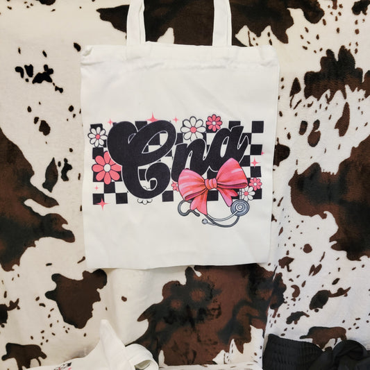 CNA Pink Bow Canvas Tote Bag