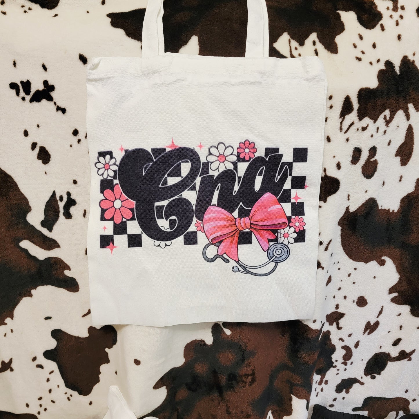 CNA Pink Bow Canvas Tote Bag