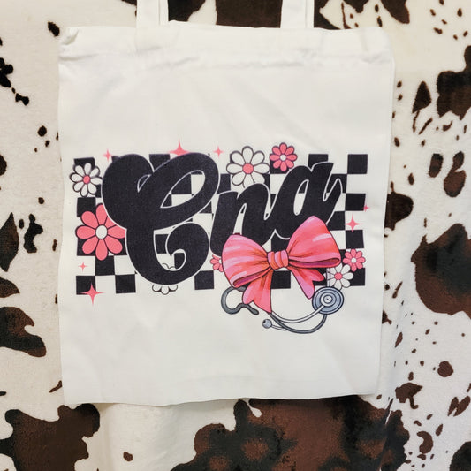 CNA Pink Bow Canvas Tote Bag