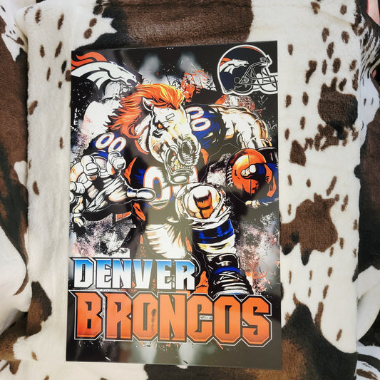 Denver Broncos Football Metal Sign