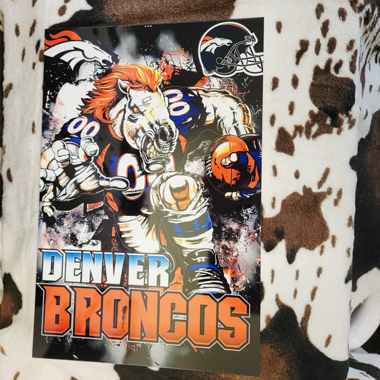 Denver Broncos Football Metal Sign