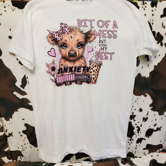 Highland Cow Anxiety Funny Graphic T-Shirt