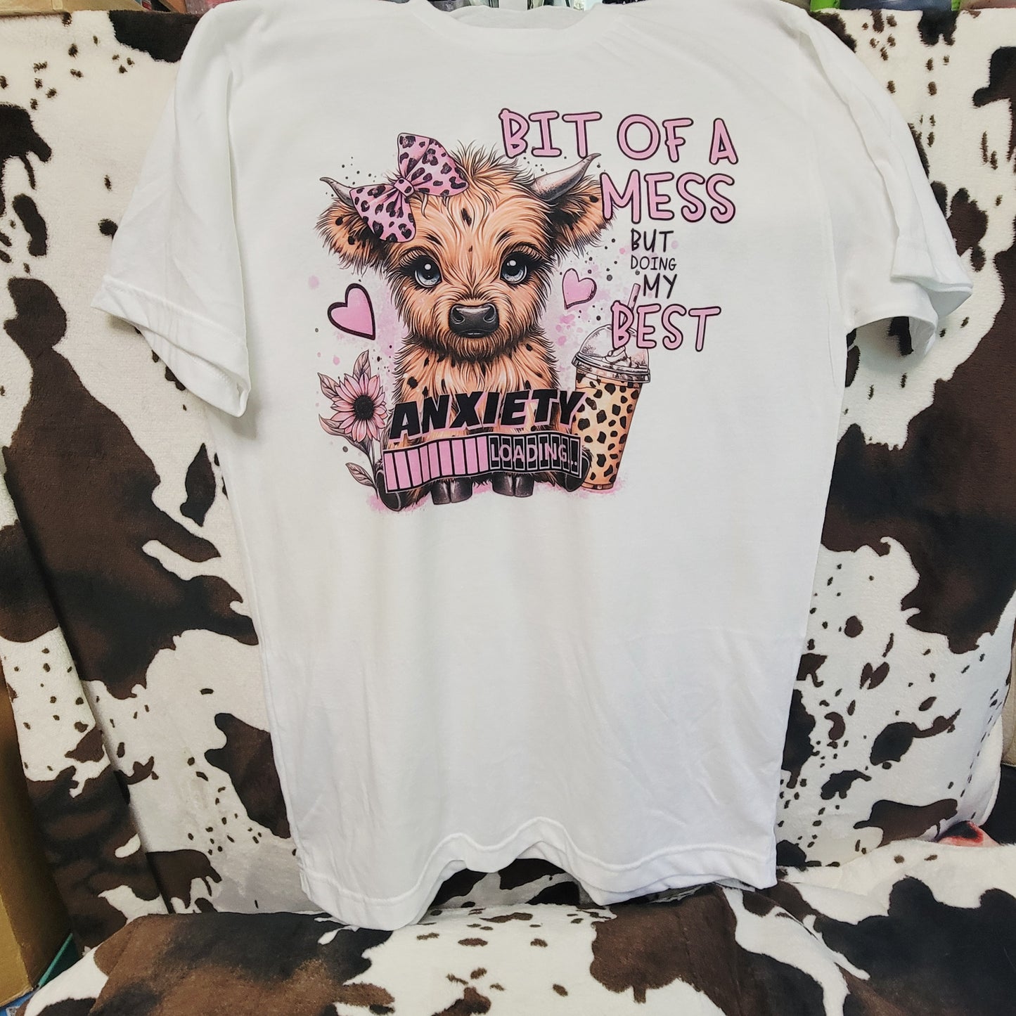 Highland Cow Anxiety Funny Graphic T-Shirt