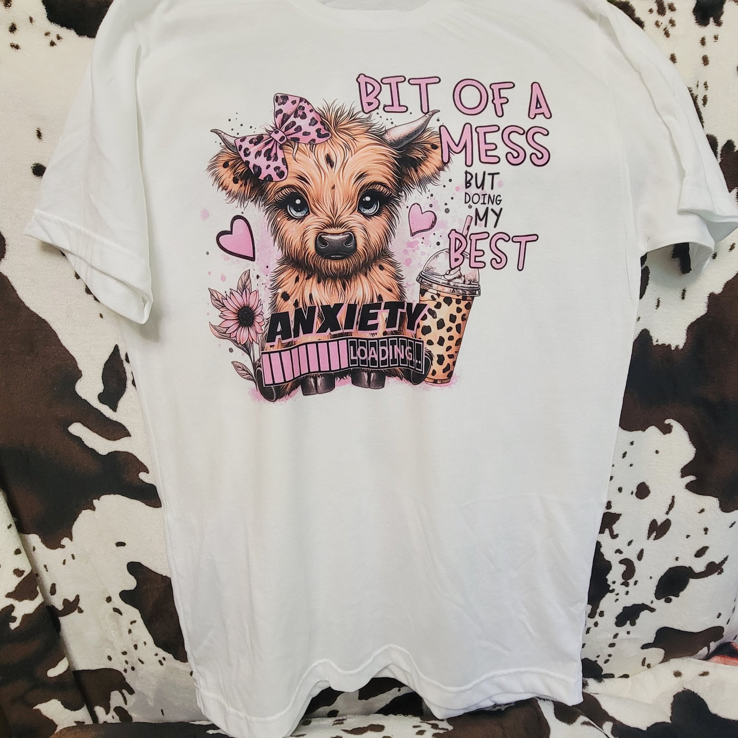 Highland Cow Anxiety Funny Graphic T-Shirt