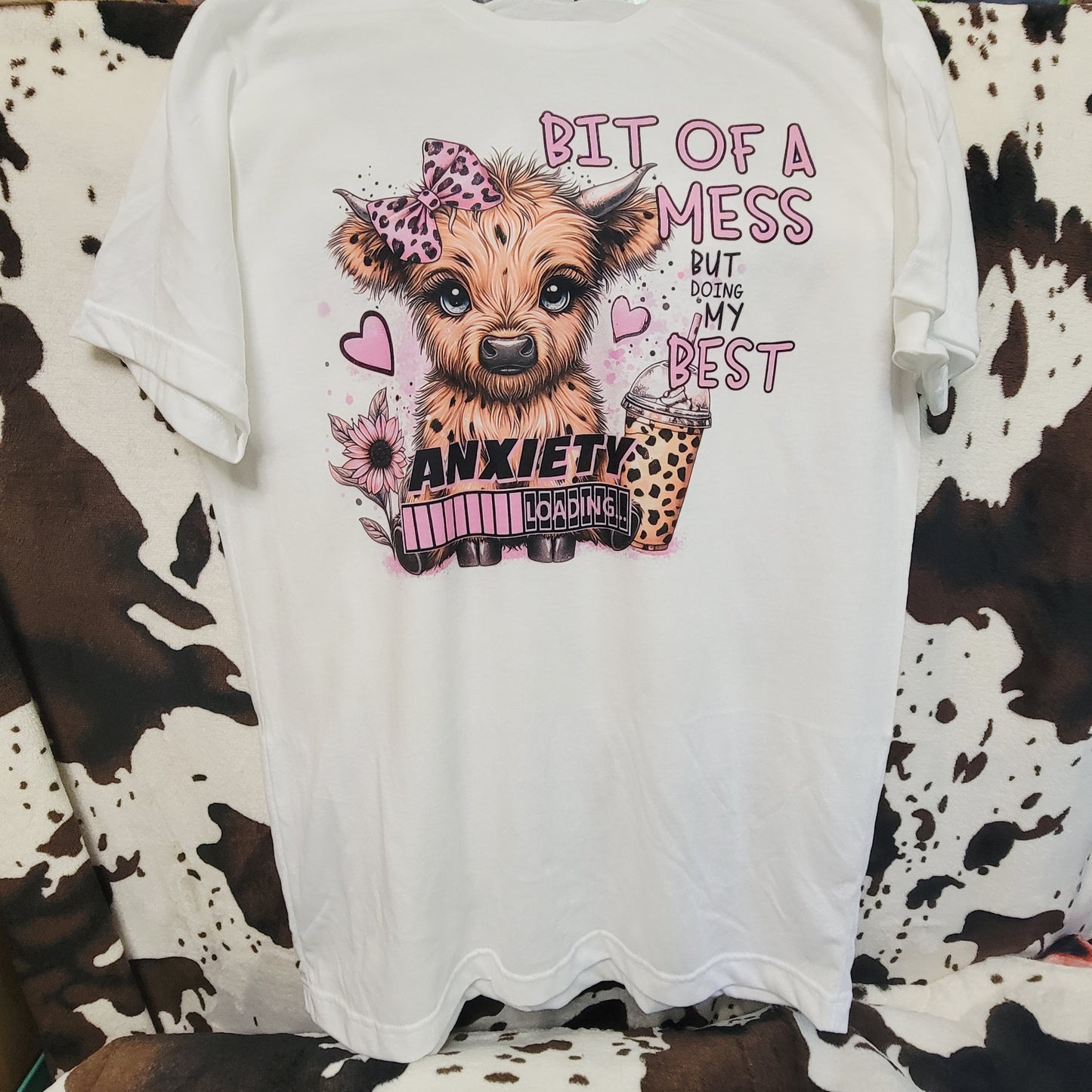 Highland Cow Anxiety Funny Graphic T-Shirt
