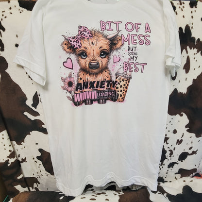 Highland Cow Anxiety Funny Graphic T-Shirt