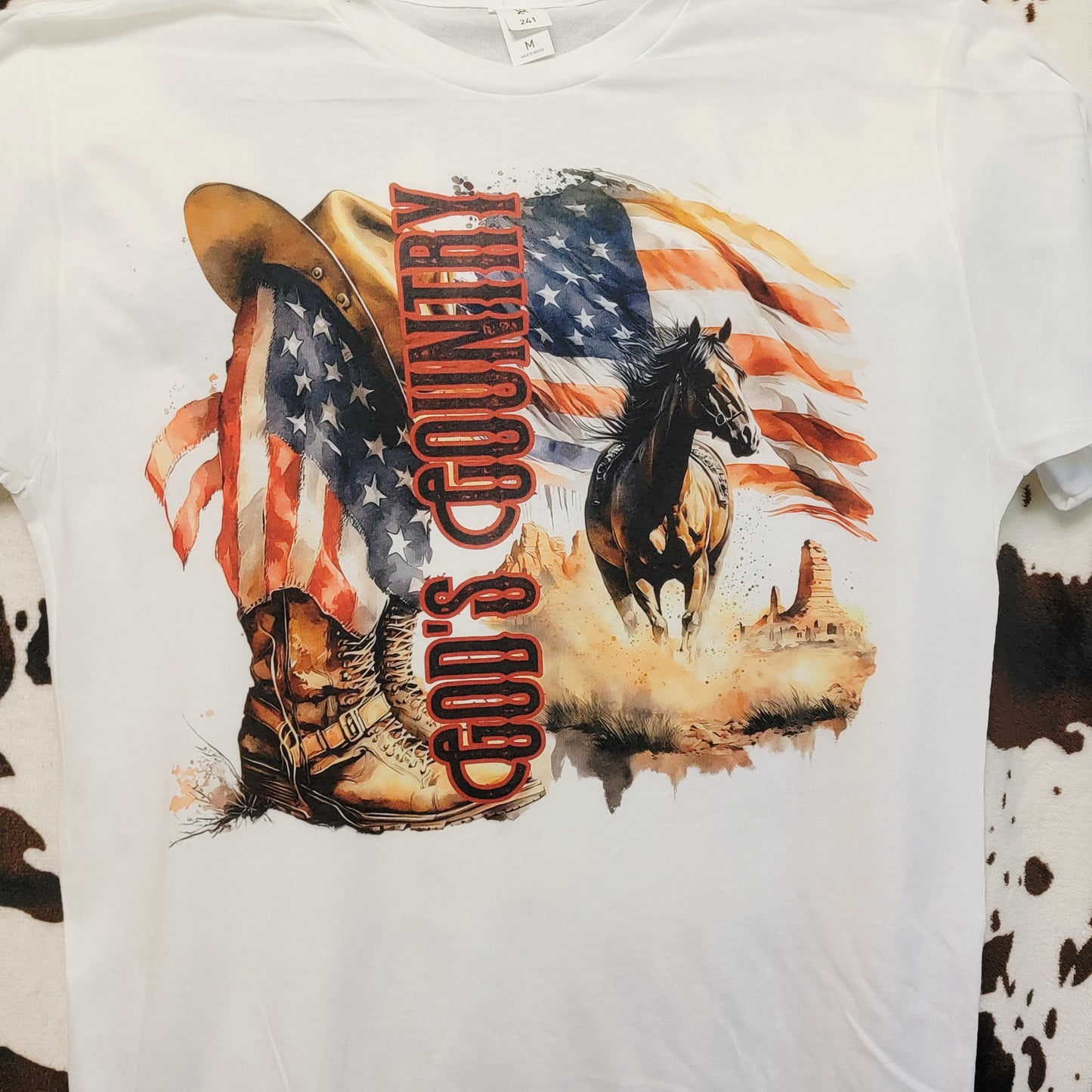Gods Country Horse Flag Western Graphic T-Shirt