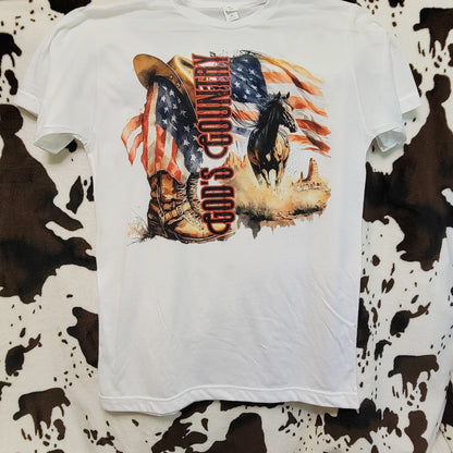 Gods Country Horse Flag Western Graphic T-Shirt