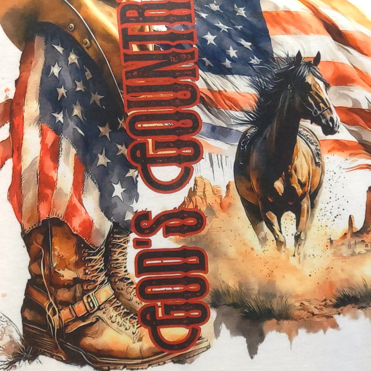 Gods Country Horse Flag Western Graphic T-Shirt