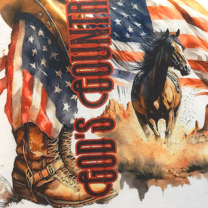 Gods Country Horse Flag Western Graphic T-Shirt