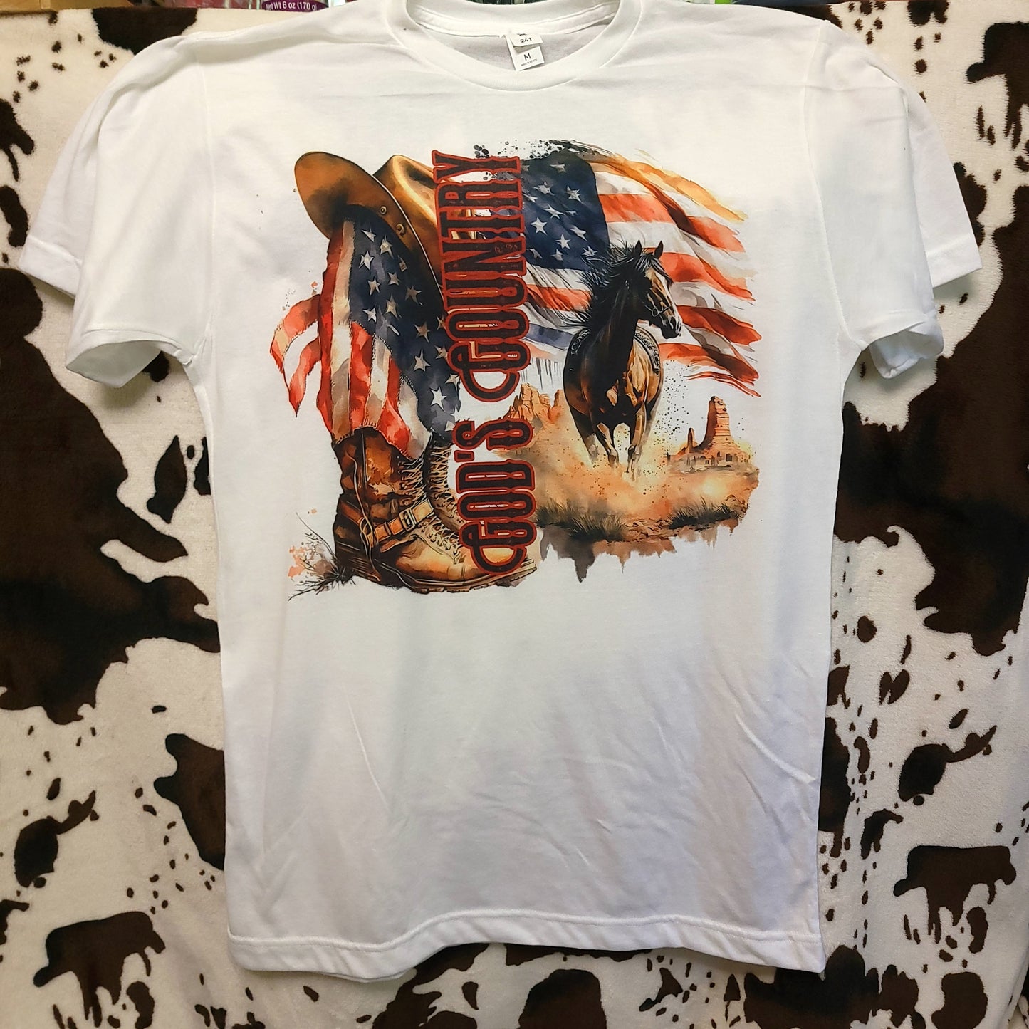 Gods Country Horse Flag Western Graphic T-Shirt