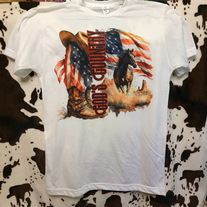 Gods Country Horse Flag Western Graphic T-Shirt