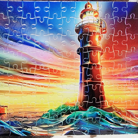 Lighthouse Colorful Ocean Handmade Jigsaw Puzzle