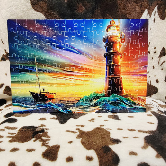 Lighthouse Colorful Ocean Handmade Jigsaw Puzzle