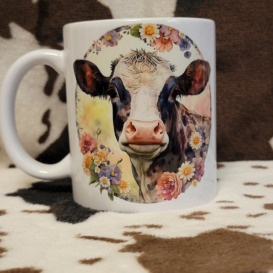Cow Floral 11oz Ceramic Coffee Mug