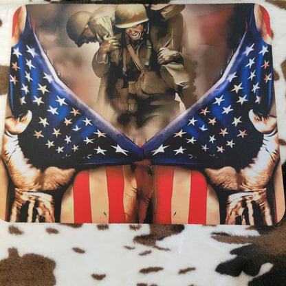 American Flag Soldier Mouse Pad
