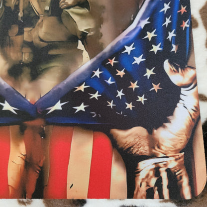 American Flag Soldier Mouse Pad