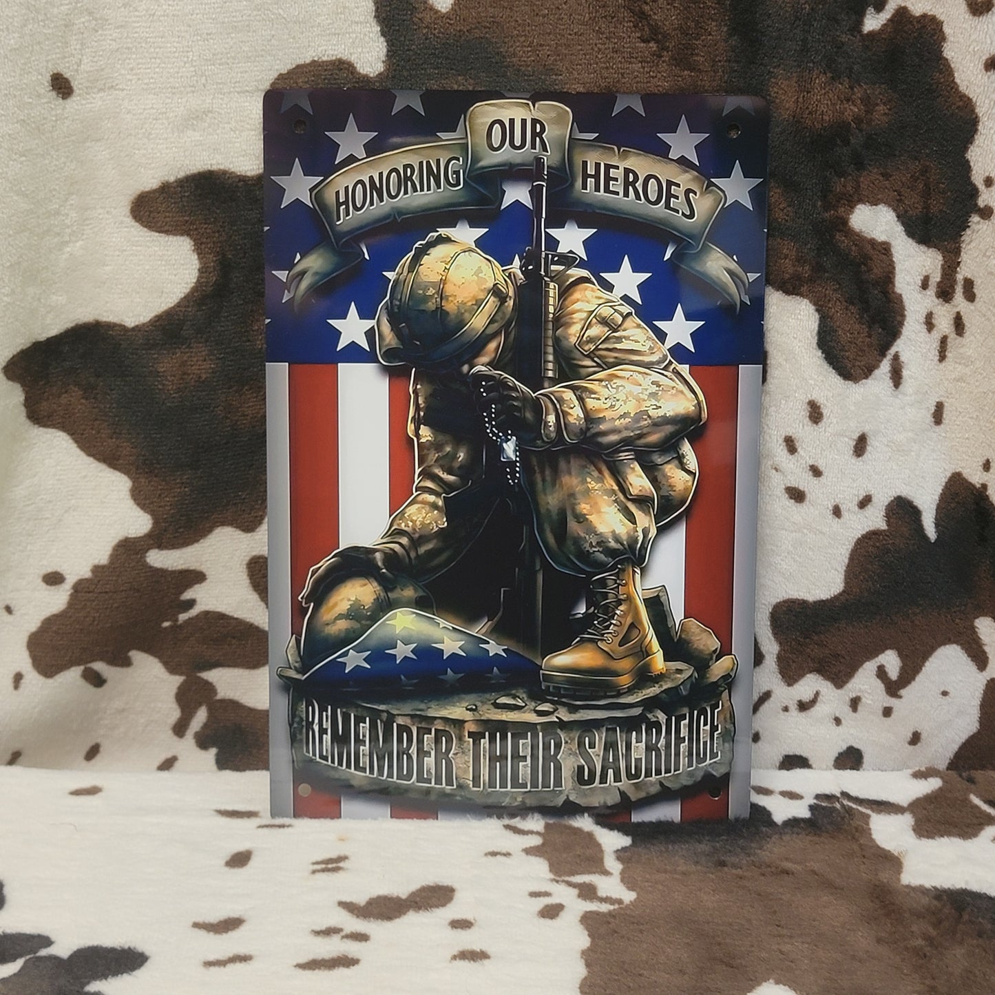 Honoring Our Heros Soldier Flag Metal Sign