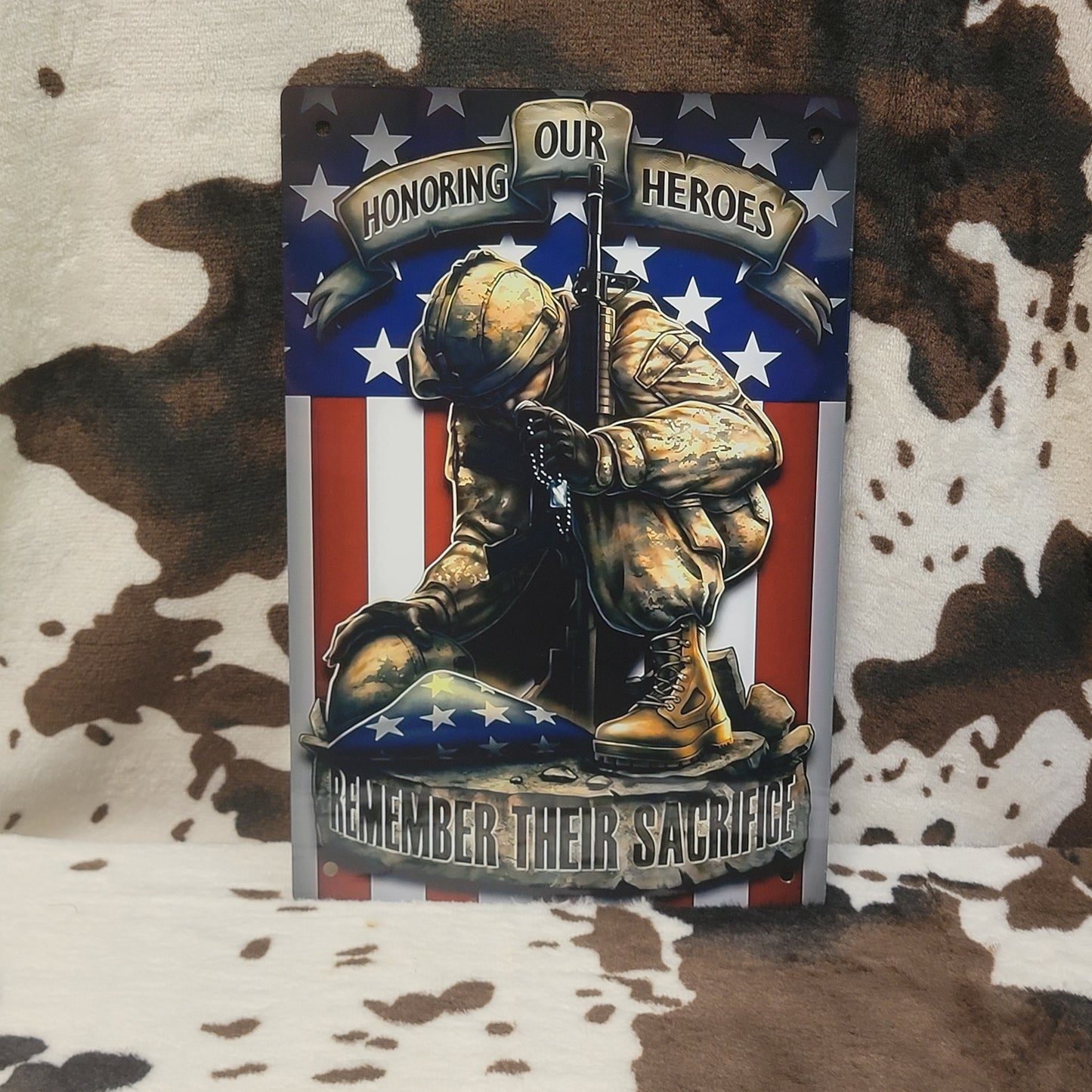 Honoring Our Heros Soldier Flag Metal Sign
