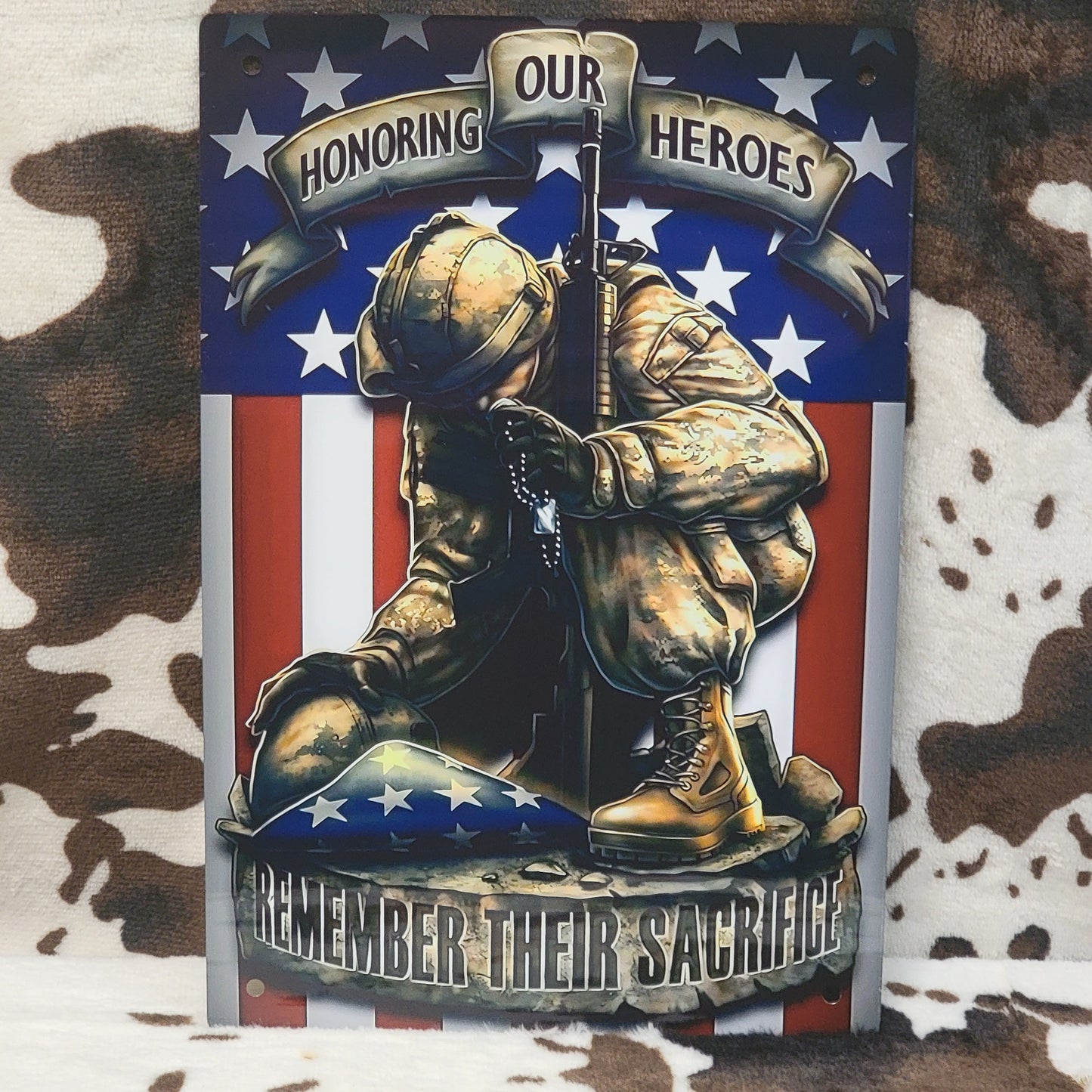 Honoring Our Heros Soldier Flag Metal Sign