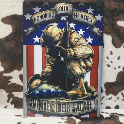 Honoring Our Heros Soldier Flag Metal Sign