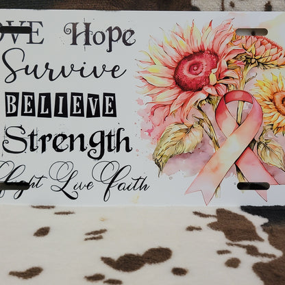 Breast Cancer Inspirational Car Tag License Plate