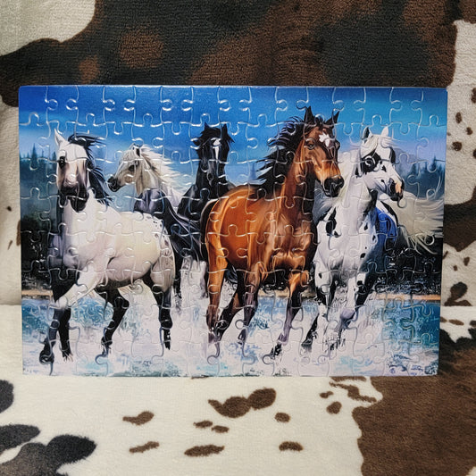 Running Horses Beach 120 PC Handmade Jigsaw Puzzle