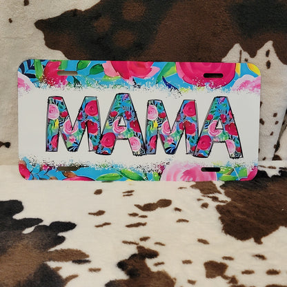 Mama Floral Custom Handmade Car Tag License Plate