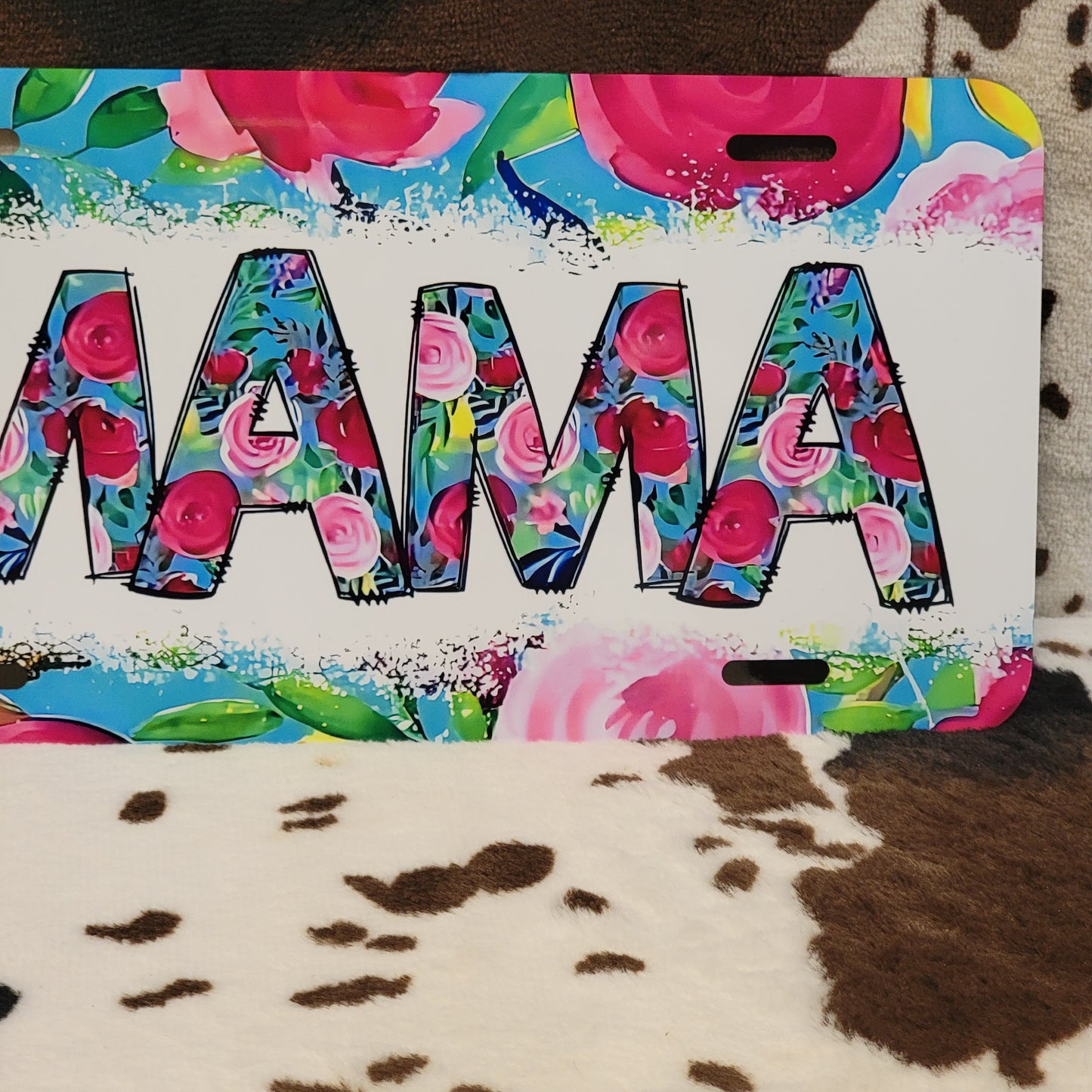Mama Floral Custom Handmade Car Tag License Plate