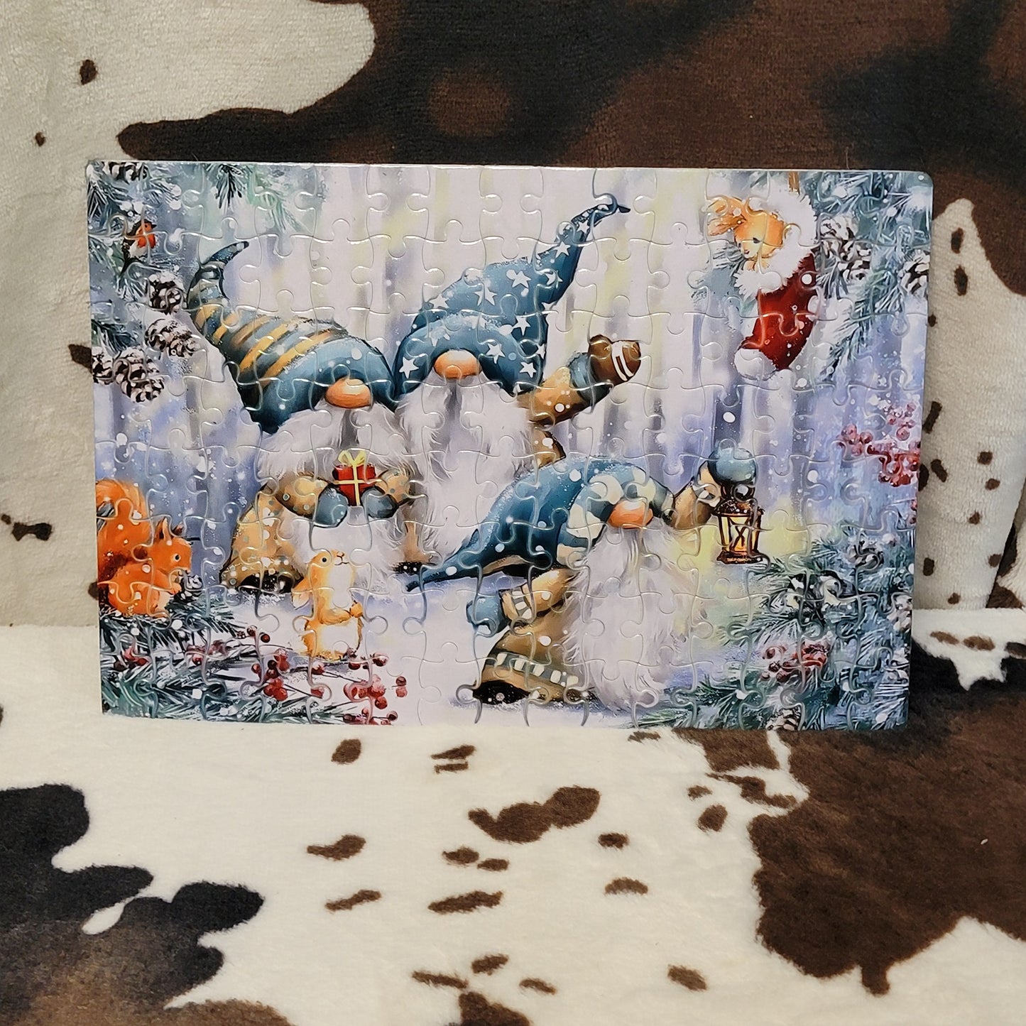 Gnomes Winter 120 Piece Handmade Jigsaw Puzzle