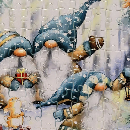 Gnomes Winter 120 Piece Handmade Jigsaw Puzzle