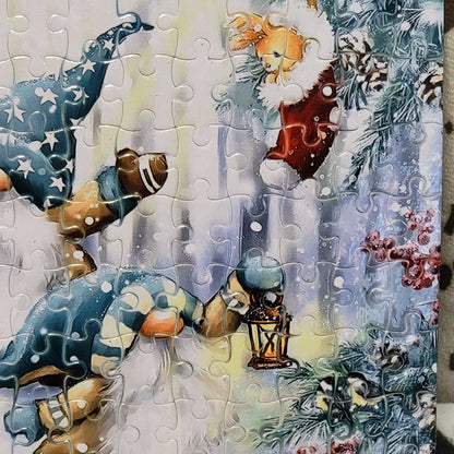 Gnomes Winter 120 Piece Handmade Jigsaw Puzzle